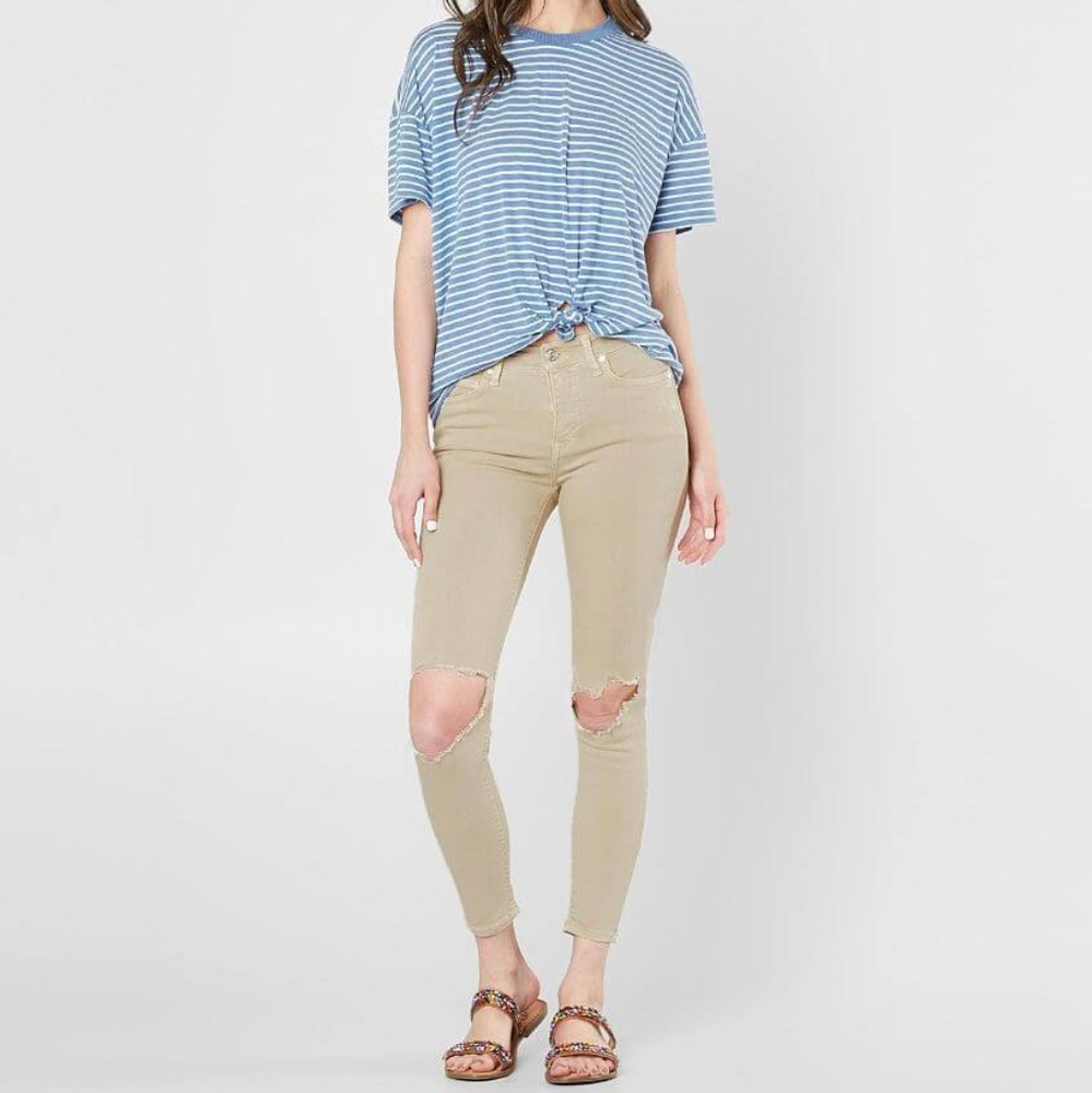 Free people style 61855-16515125 cropped skinny jeans tan, size 30